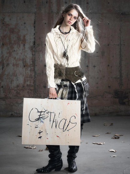 Chinese Clothing Cest Nous Update Vintage Dyed Leather Fur Patch Waist Belt
