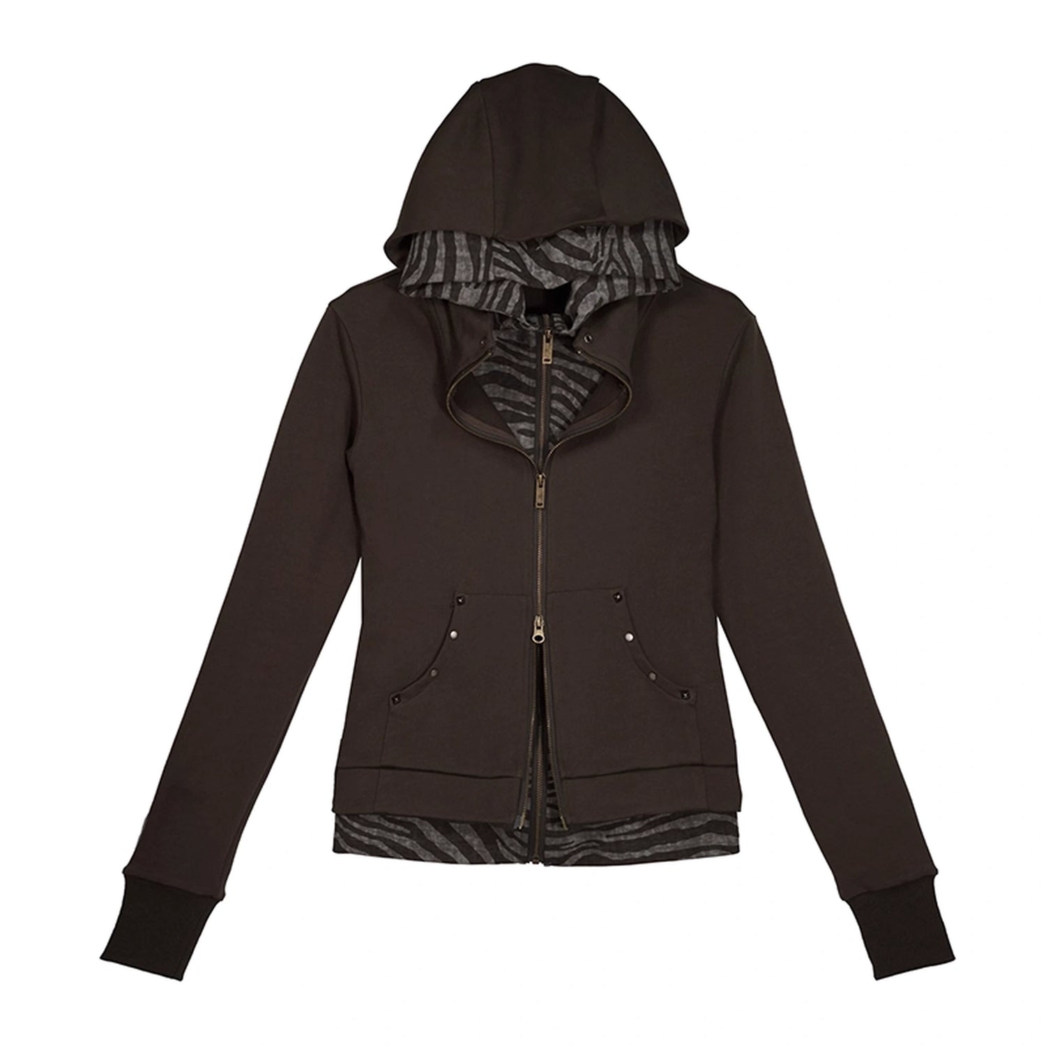 Chinese Clothing Cest Nous Update Vintage Studded Two Tone Zip Hoodie MISSTT