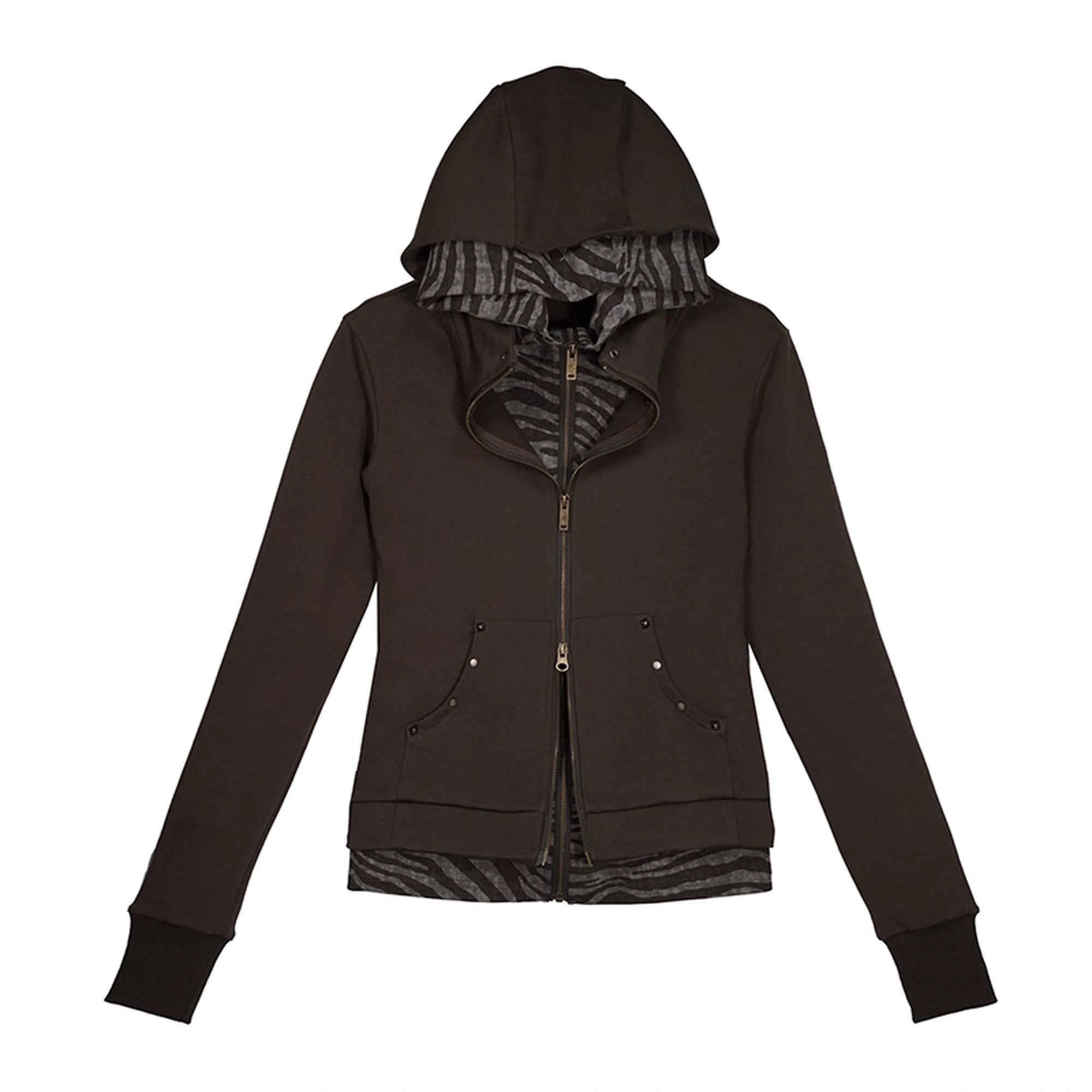 Chinese Clothing Cest Nous Update Vintage Studded Two Tone Zip Hoodie MISSTT