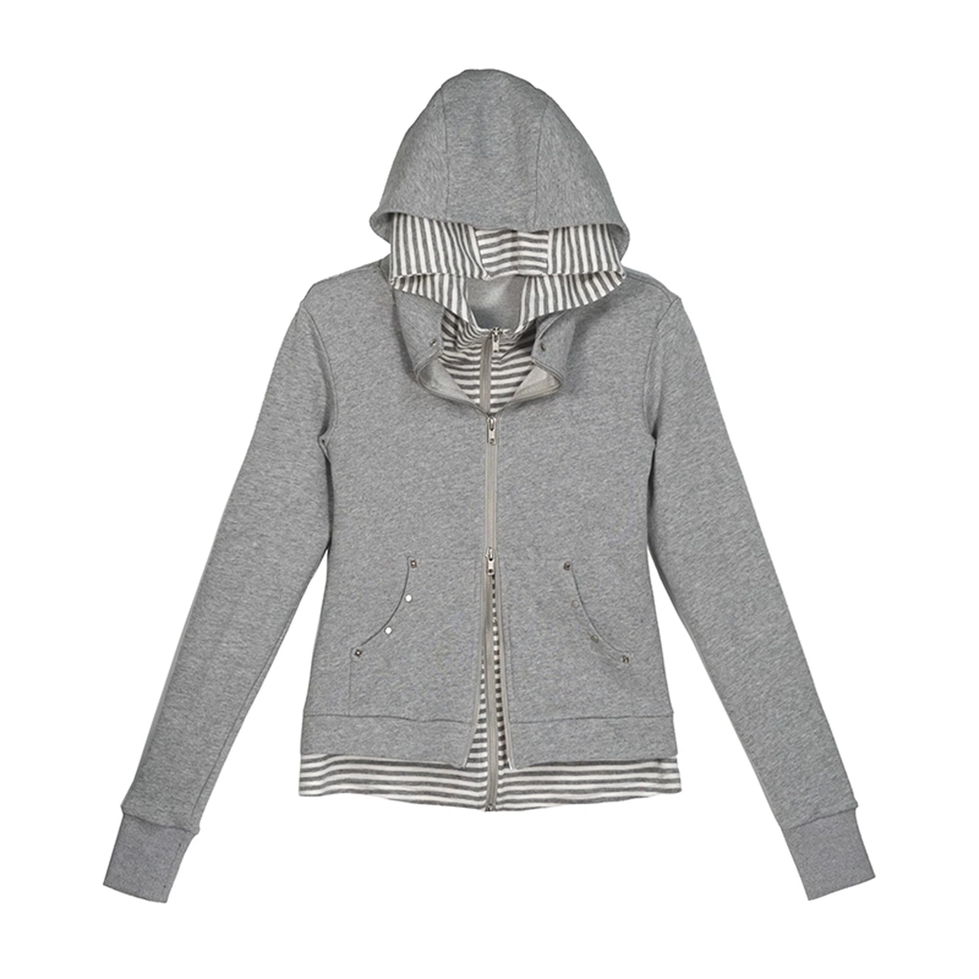 Chinese Clothing Cest Nous Update Vintage Studded Two Tone Zip Hoodie MISSTT