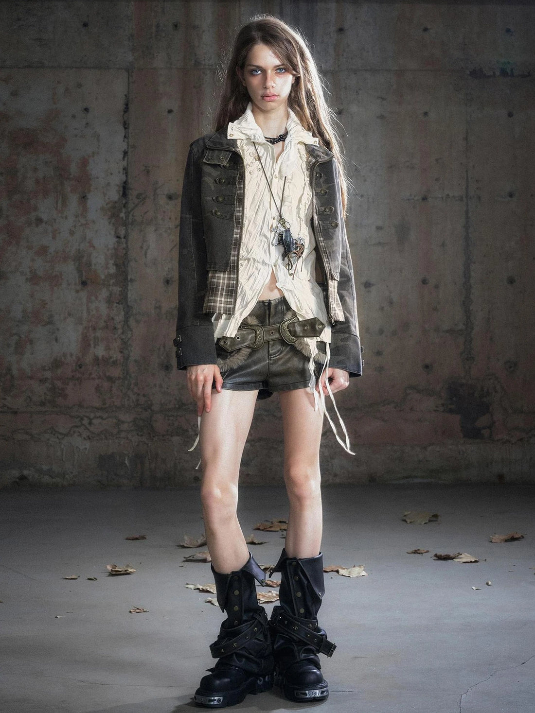 Chinese Clothing Cest Nous Update Vintage Washed Distressed Camouflage Cropped Jacket