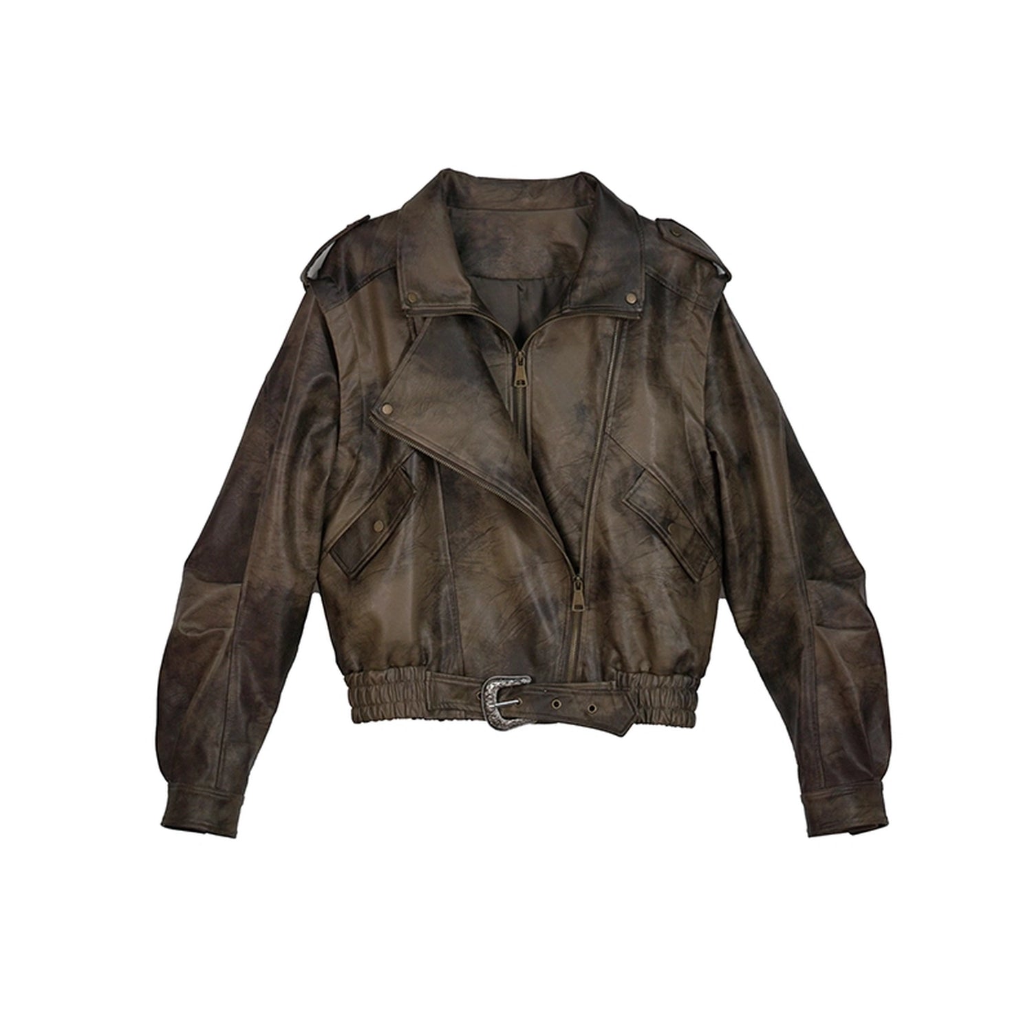 Chinese Clothing Cest Nous Update Vintage Washed Split Zip Biker Jacket MISSTT