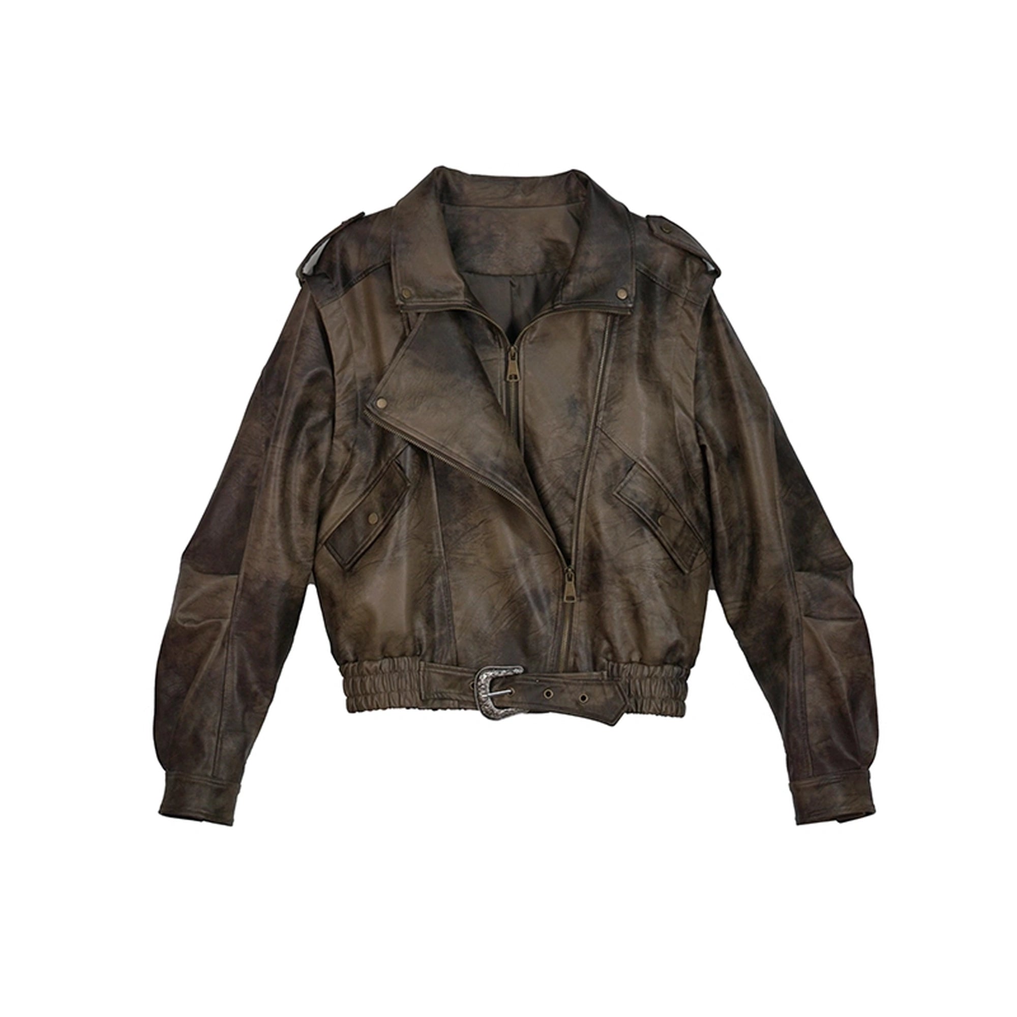 Chinese Clothing Cest Nous Update Vintage Washed Split Zip Biker Jacket MISSTT