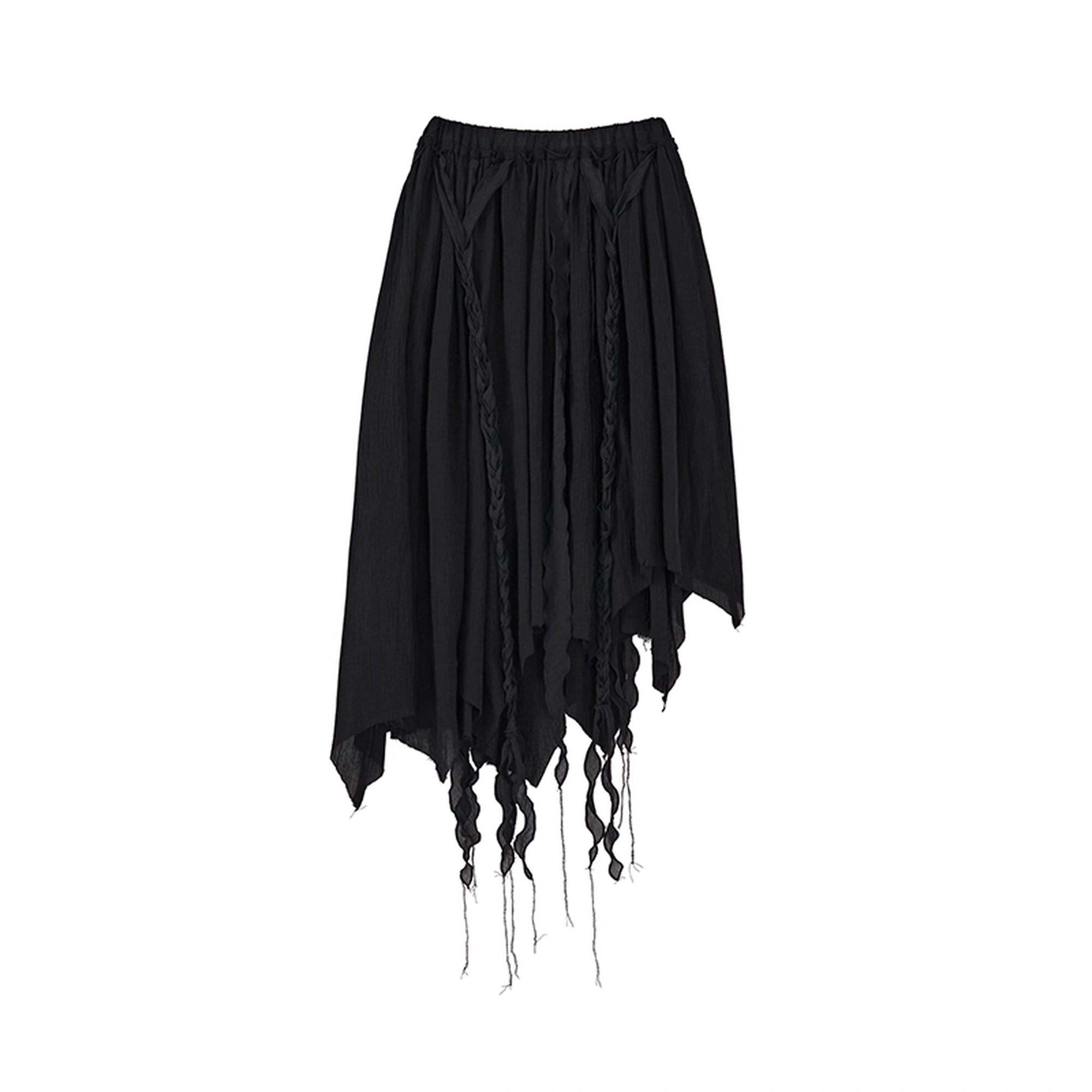 Chinese Clothing Cest Nous Update Wild Black Chiffon Skirt With Asymmetric Hem MISSTT