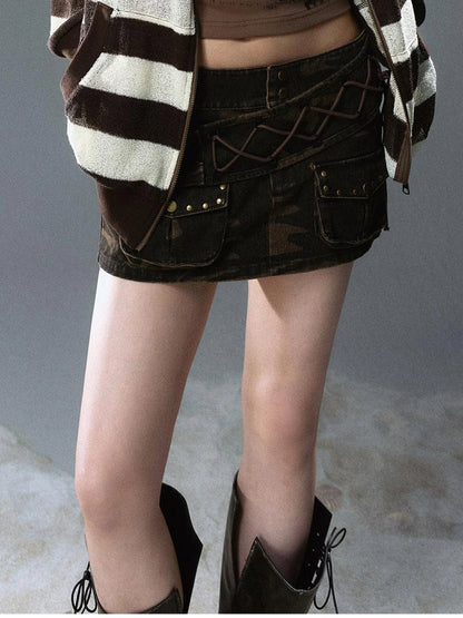 V Neck Stripe Knit Hooded Cover Up
