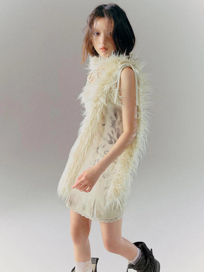 Velvet Print Patchwork Slip Dress