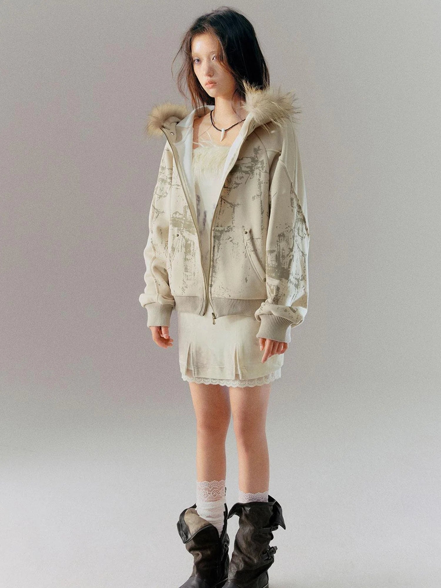 Velvet Print Patchwork Slip Dress