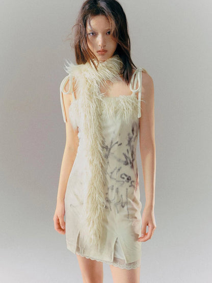 Velvet Print Patchwork Slip Dress