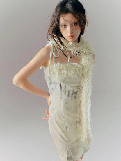 Velvet Print Patchwork Slip Dress