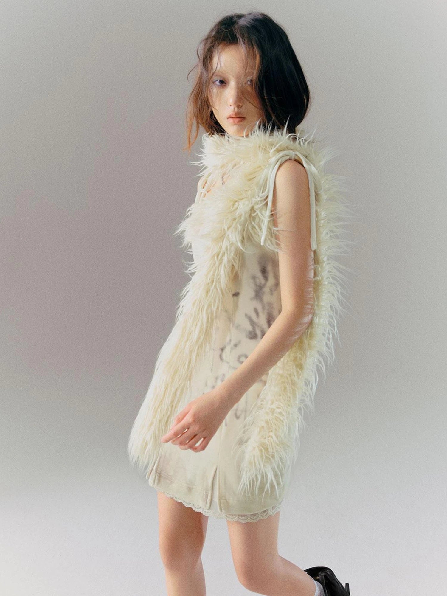 Velvet Print Patchwork Slip Dress