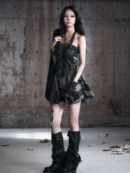 Vintage Buckle Leather Leggings Warm