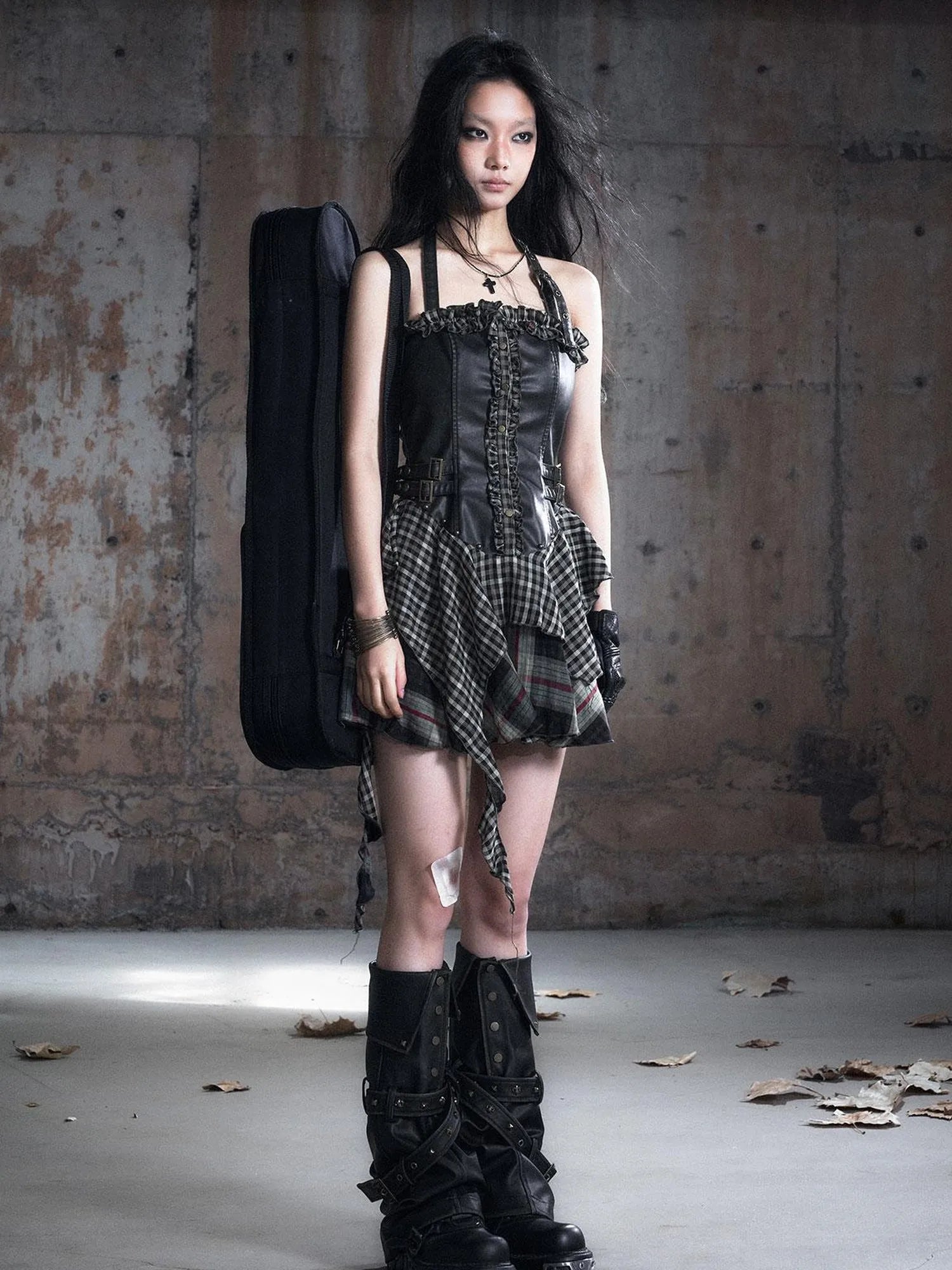 Vintage Buckle Leather Leggings Warm