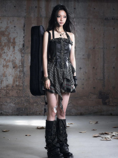 Vintage Buckle Leather Leggings Warm