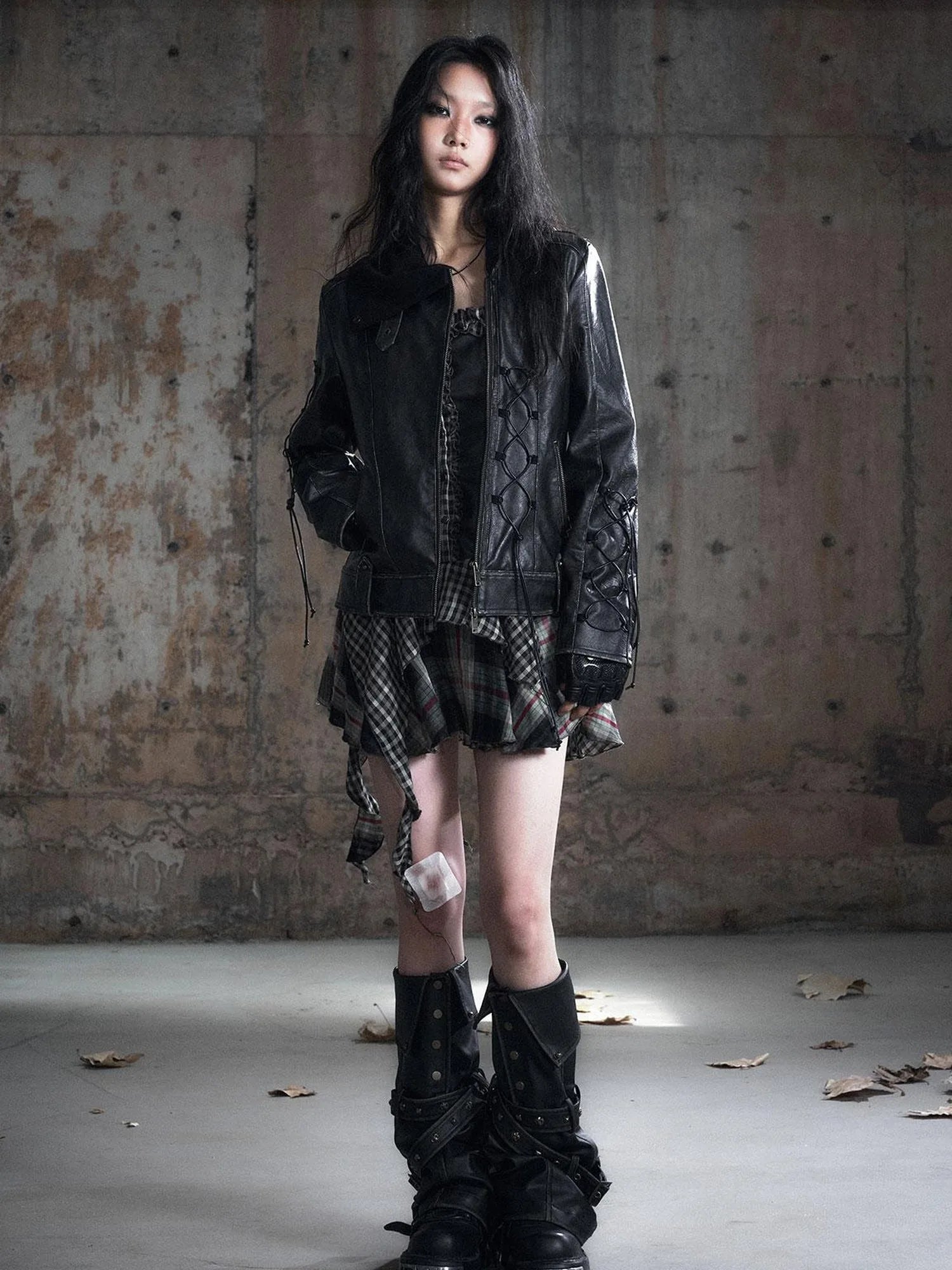 Vintage Buckle Leather Leggings Warm