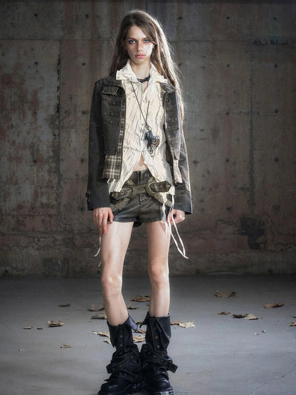 Vintage Buckle Leather Leggings Warm