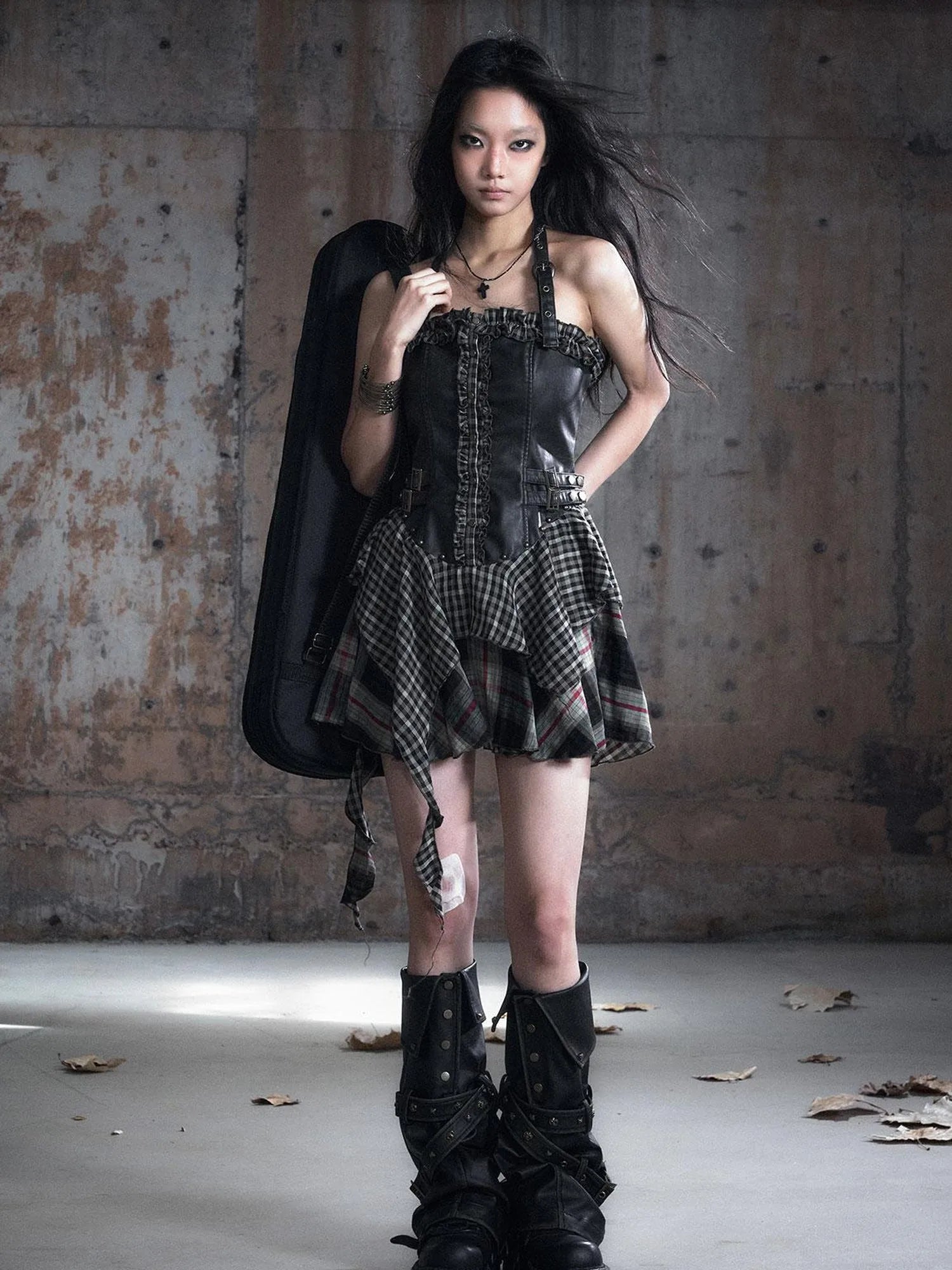 Vintage Buckle Leather Leggings Warm