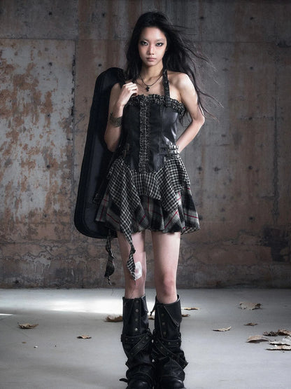 Vintage Buckle Leather Leggings Warm