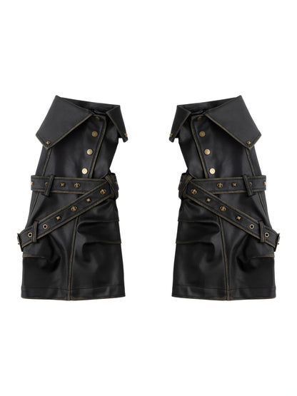 Vintage Buckle Leather Leggings Warm