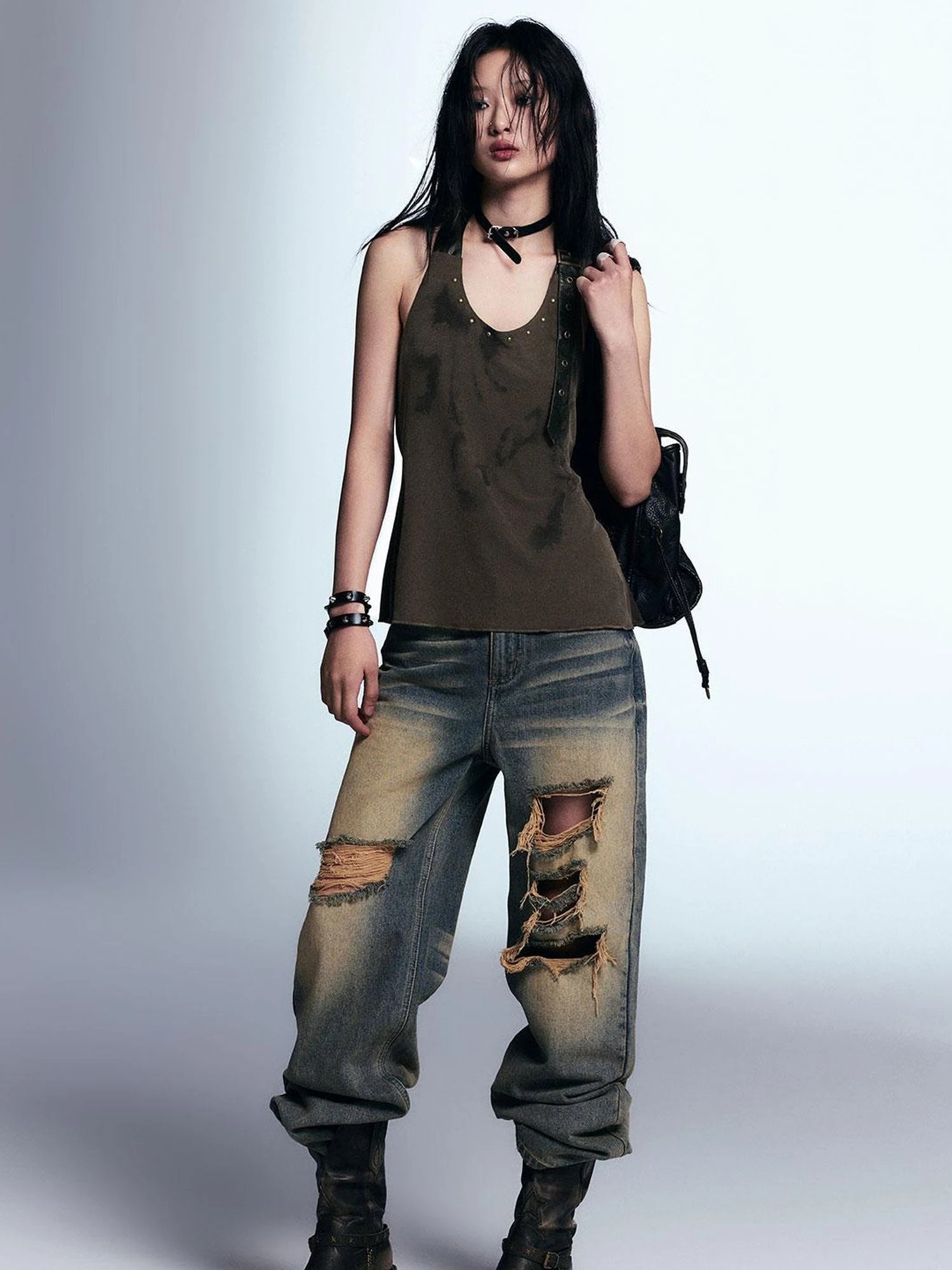 Vintage Distressed Relaxed Denim Jeans