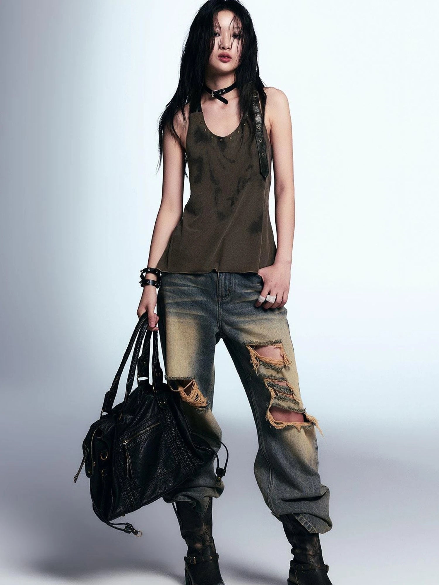 Vintage Distressed Relaxed Denim Jeans