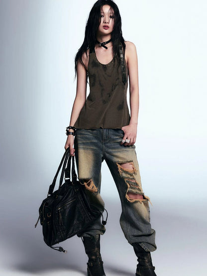 Vintage Distressed Relaxed Denim Jeans