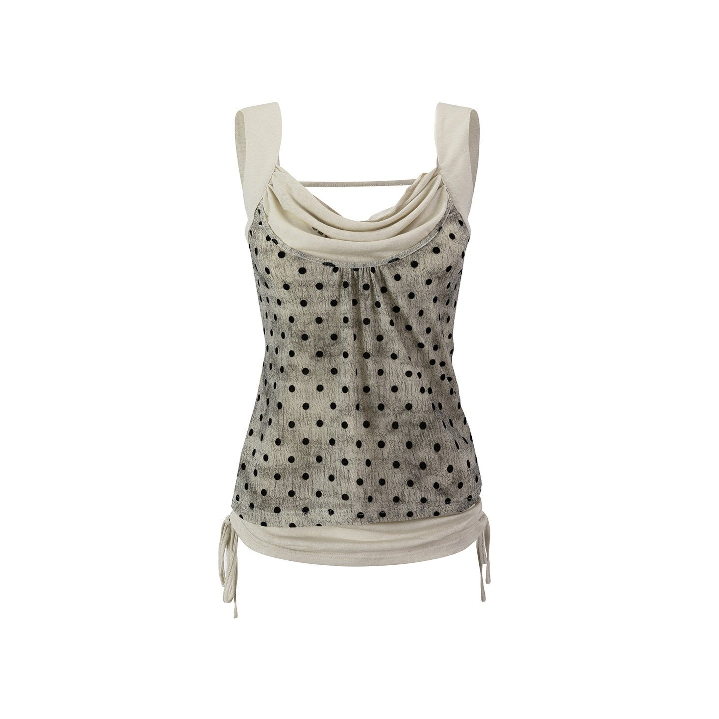 Cest_Nous_Vintage_Flocked_Mesh_Polka_Dot_Faux_Layered_Drape_Neck_Women&