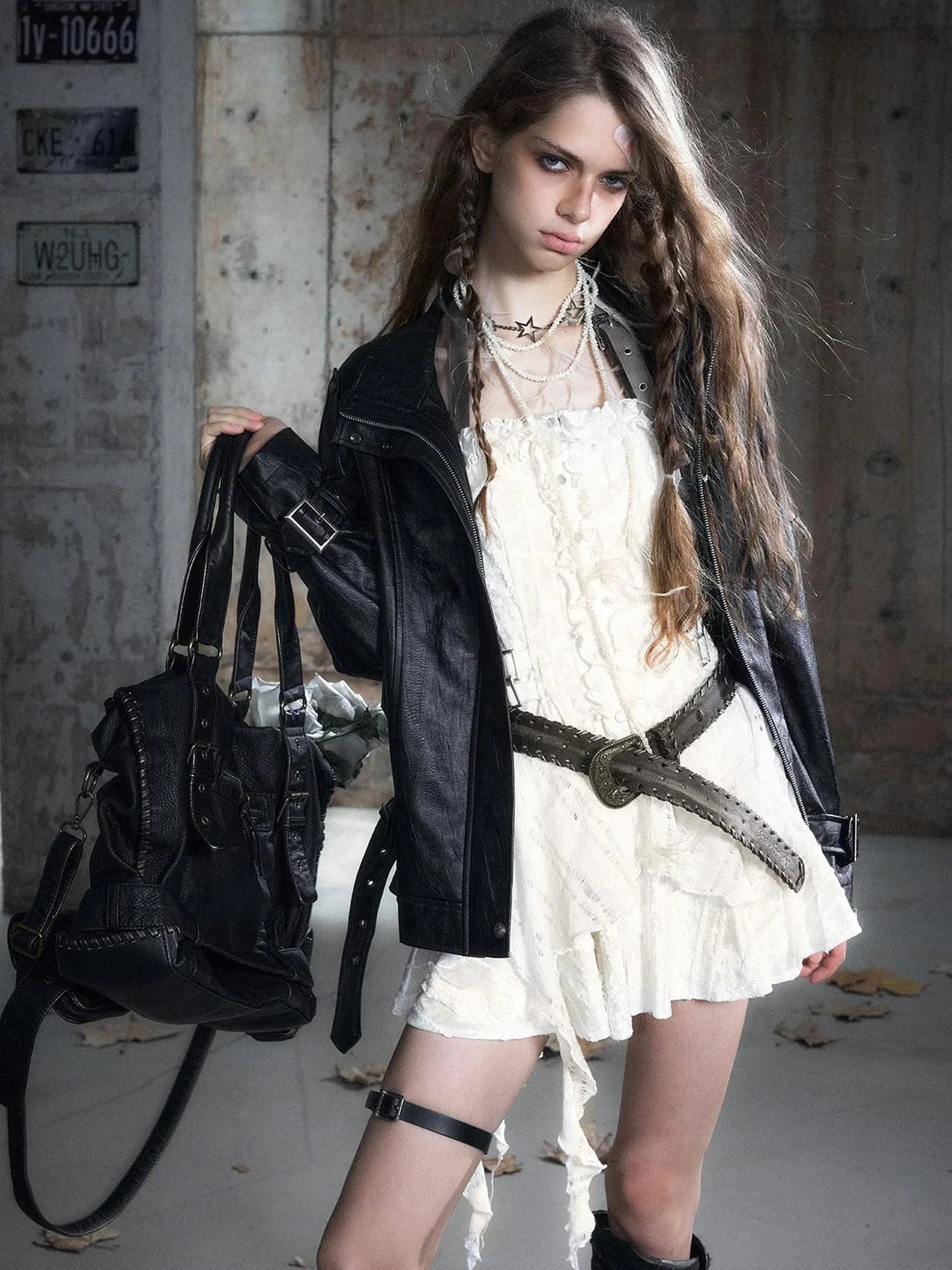 Vintage Rope Woven Distressed Belt With Ornate Buckle