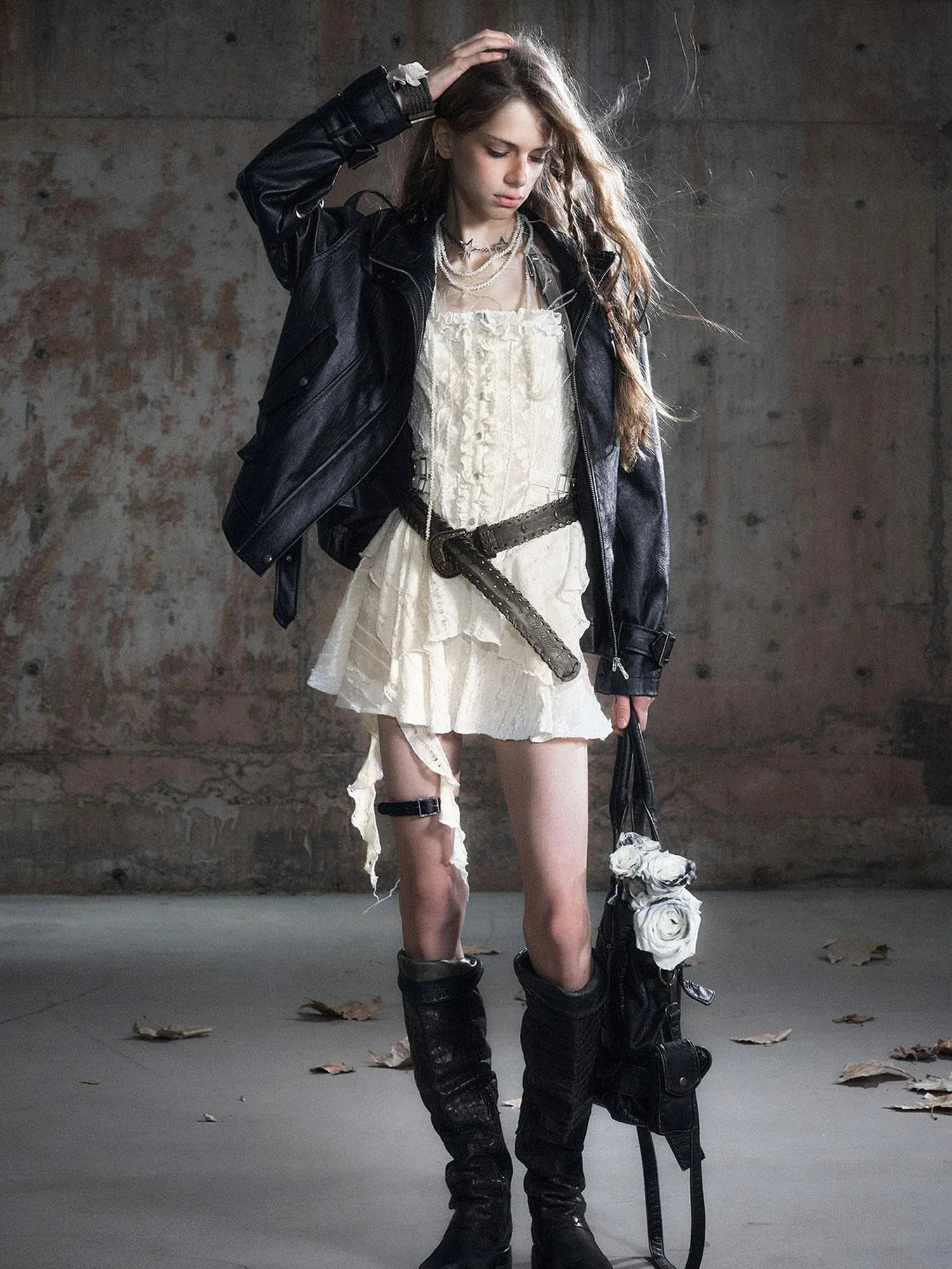 Vintage Rope Woven Distressed Belt With Ornate Buckle