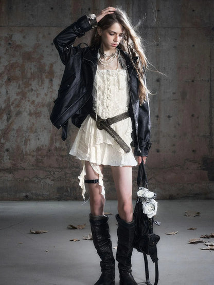 Vintage Rope Woven Distressed Belt With Ornate Buckle