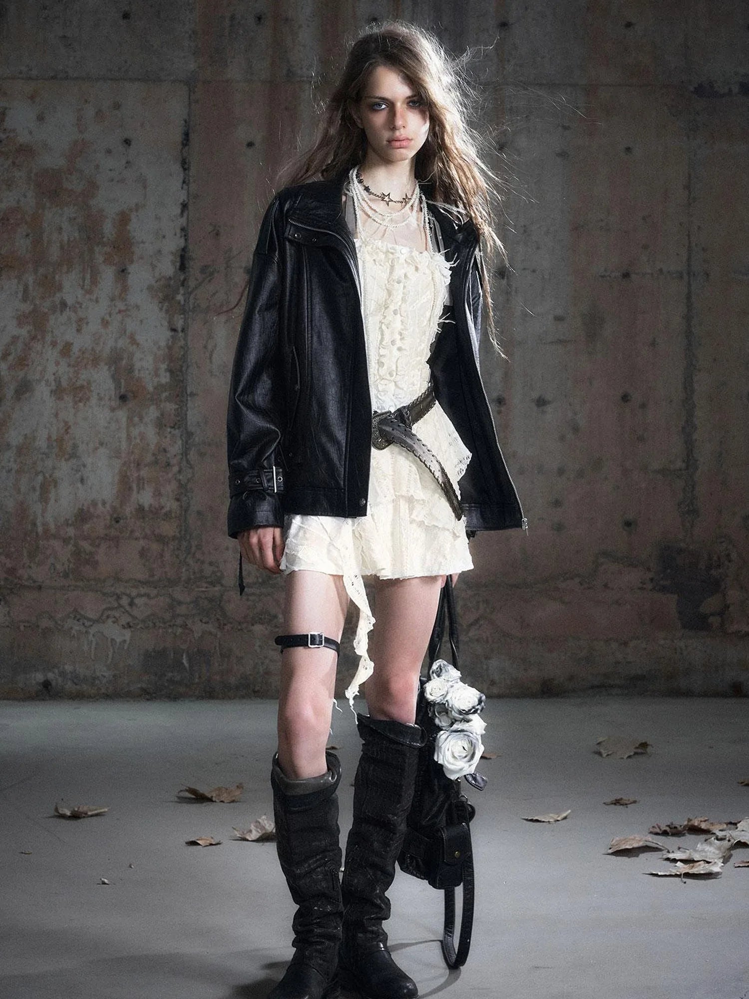 Vintage Rope Woven Distressed Belt With Ornate Buckle