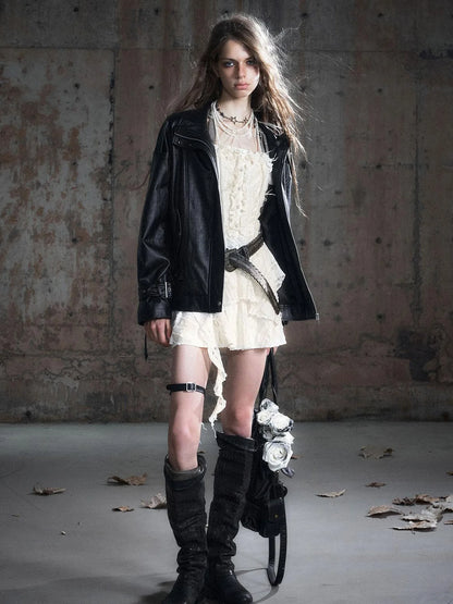 Vintage Rope Woven Distressed Belt With Ornate Buckle