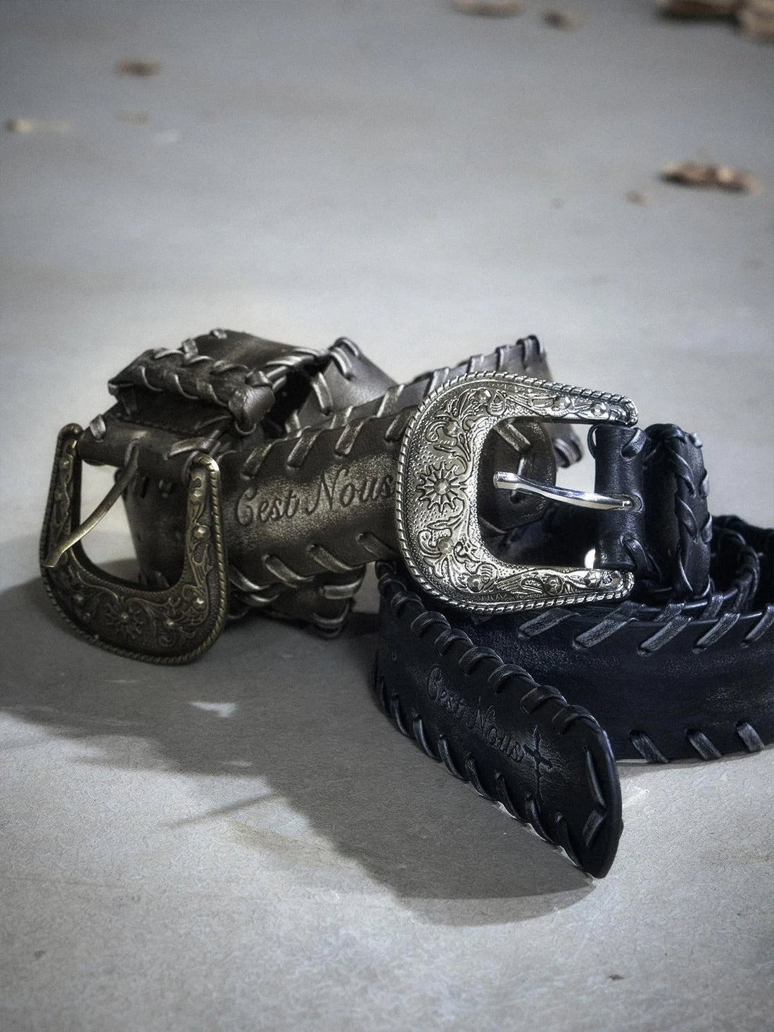 Vintage Rope Woven Distressed Belt With Ornate Buckle