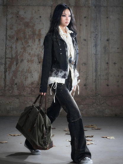 Vintage Washed Camo Cropped Jacket