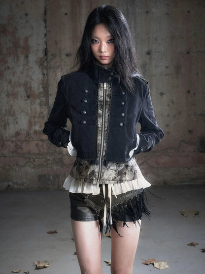 Vintage Washed Camo Cropped Jacket