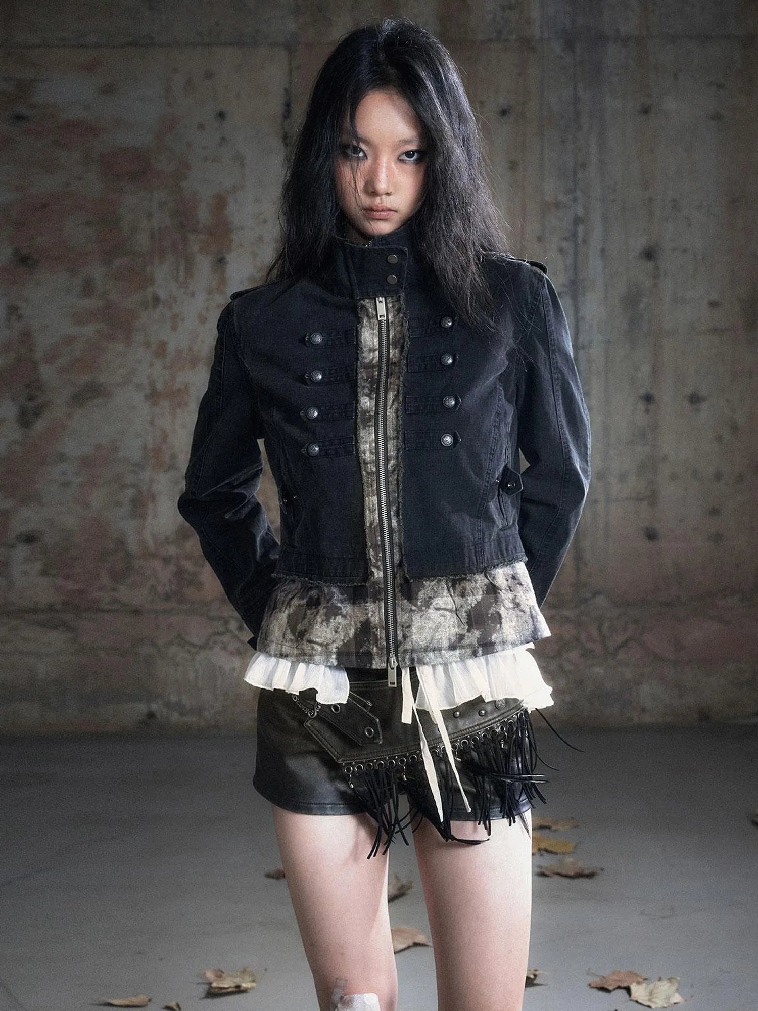 Vintage Washed Camo Cropped Jacket