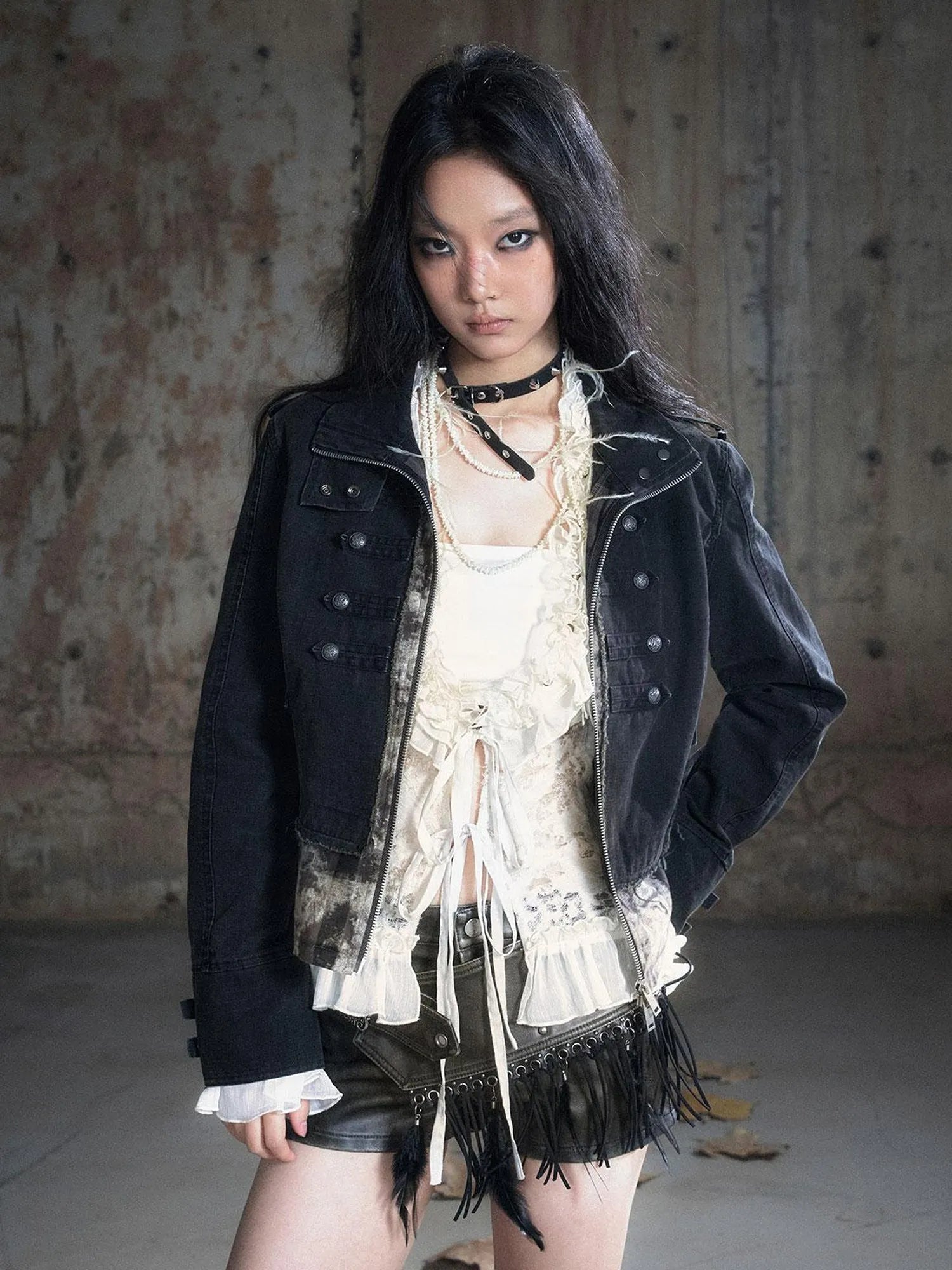 Vintage Washed Camo Cropped Jacket