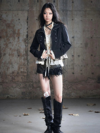 Vintage Washed Camo Cropped Jacket