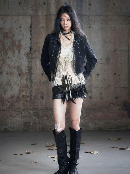 Vintage Washed Camo Cropped Jacket