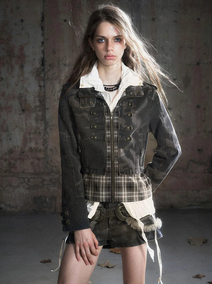 Vintage Washed Camo Cropped Jacket