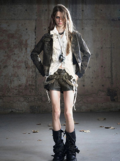 Vintage Washed Camo Cropped Jacket