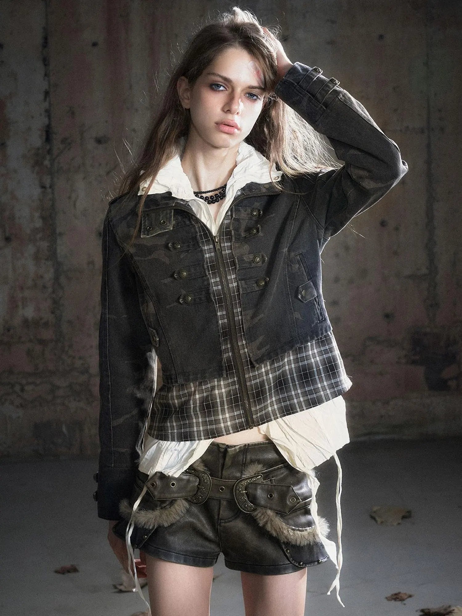 Vintage Washed Camo Cropped Jacket