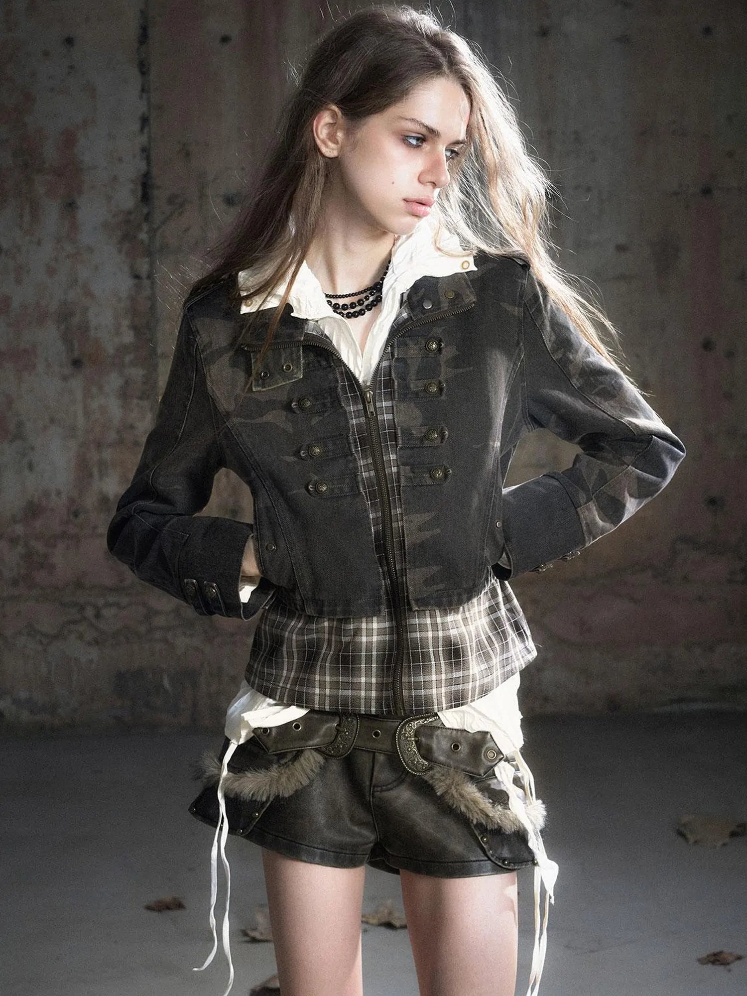Vintage Washed Camo Cropped Jacket