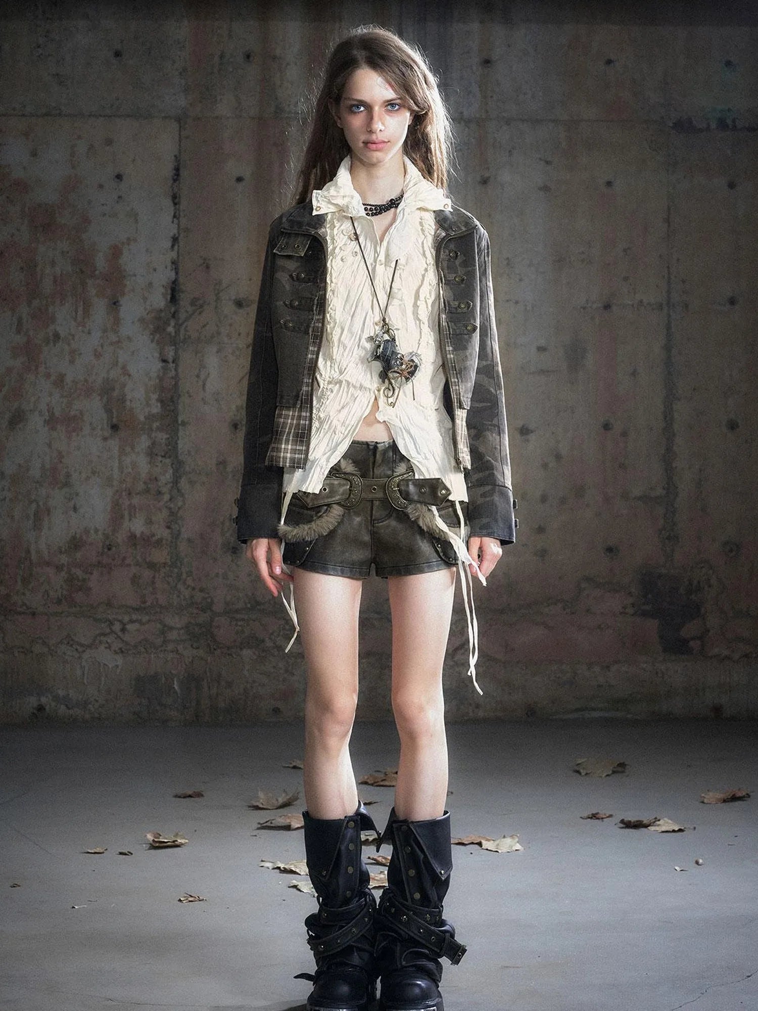 Vintage Washed Camo Cropped Jacket