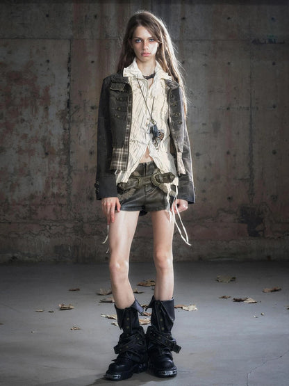 Vintage Washed Camo Cropped Jacket