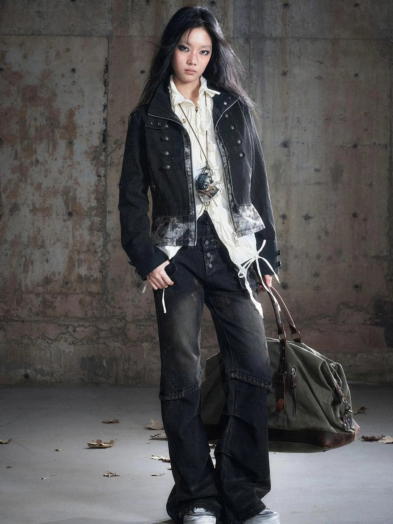 Vintage Washed Camo Cropped Jacket