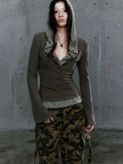 Wander Punk Layered Collage Hooded Knit Top