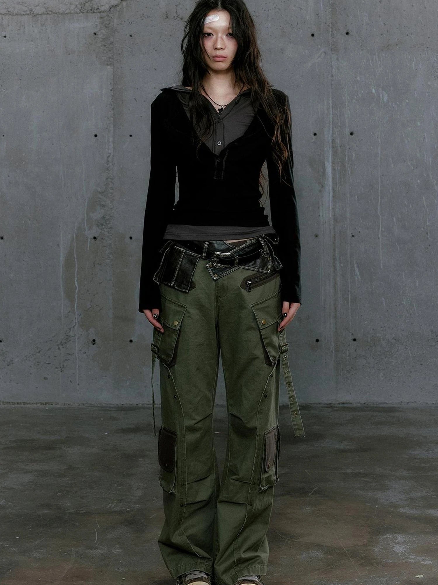 Wander Punk Layered Collage Hooded Knit Top