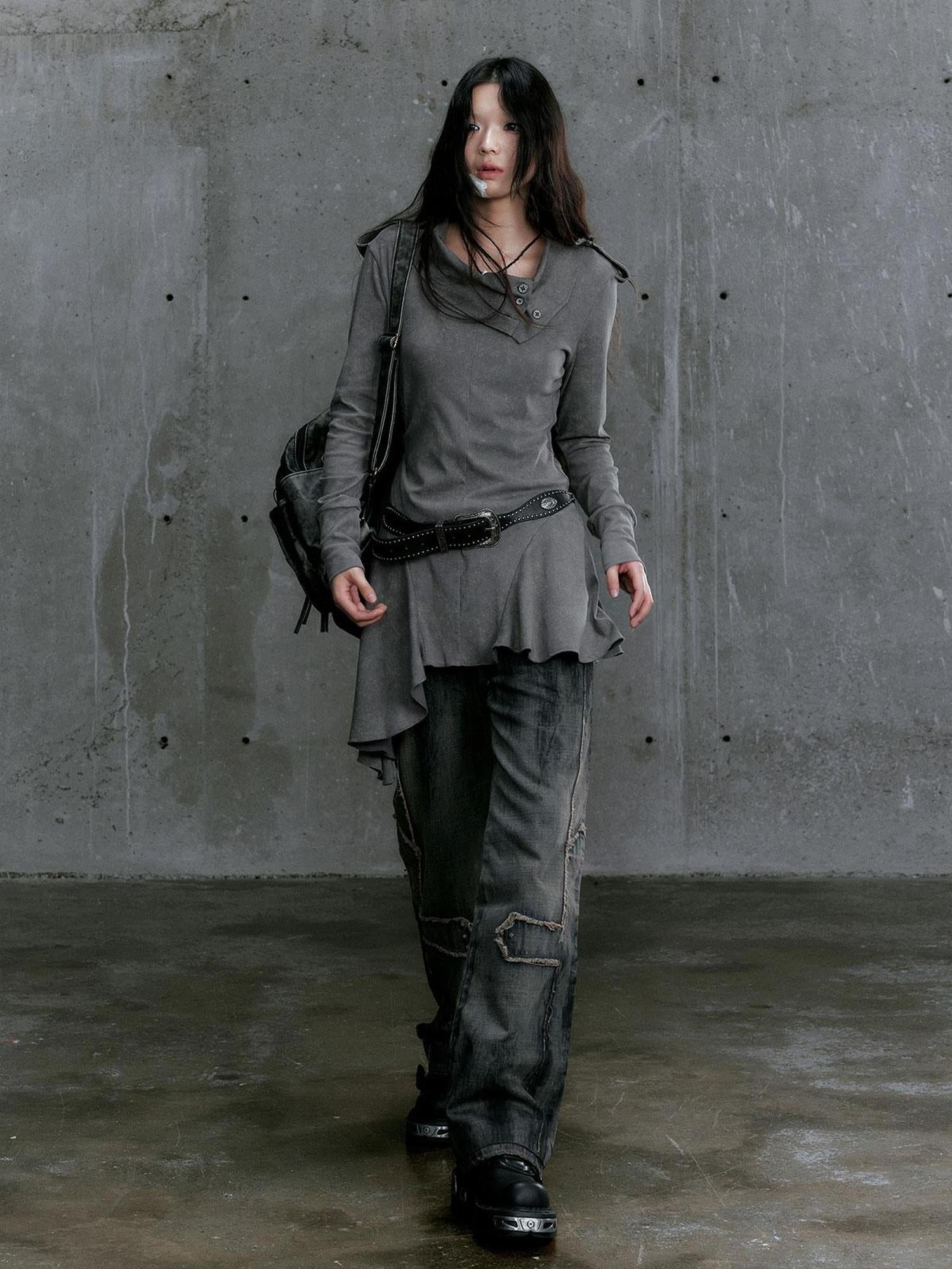 Update Cest Nous Wandering Poetess Stacked Neck Slim Long Sleeve Tee