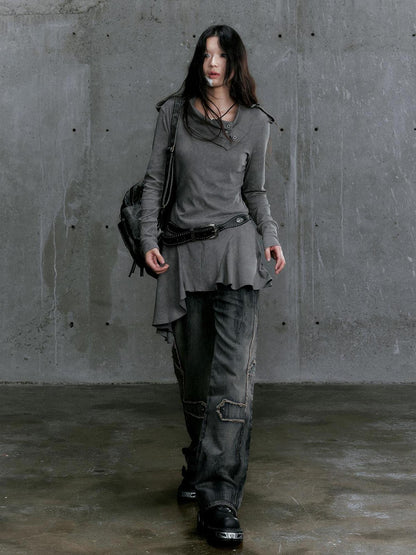 Update Cest Nous Wandering Poetess Stacked Neck Slim Long Sleeve Tee