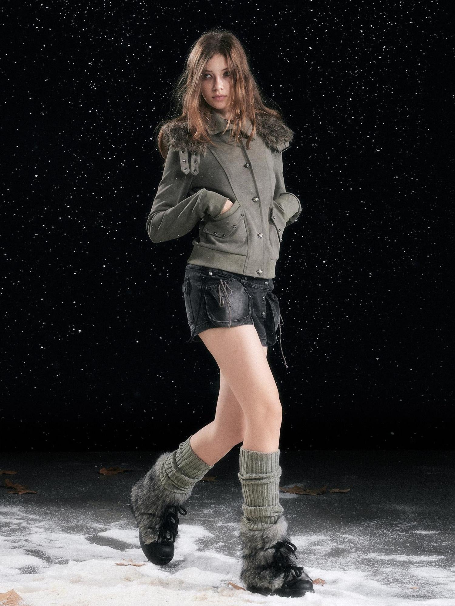 Cest Nous Washed Black Cotton Drawstring Cargo Natural Waist Womens Slight Stretch Shorts